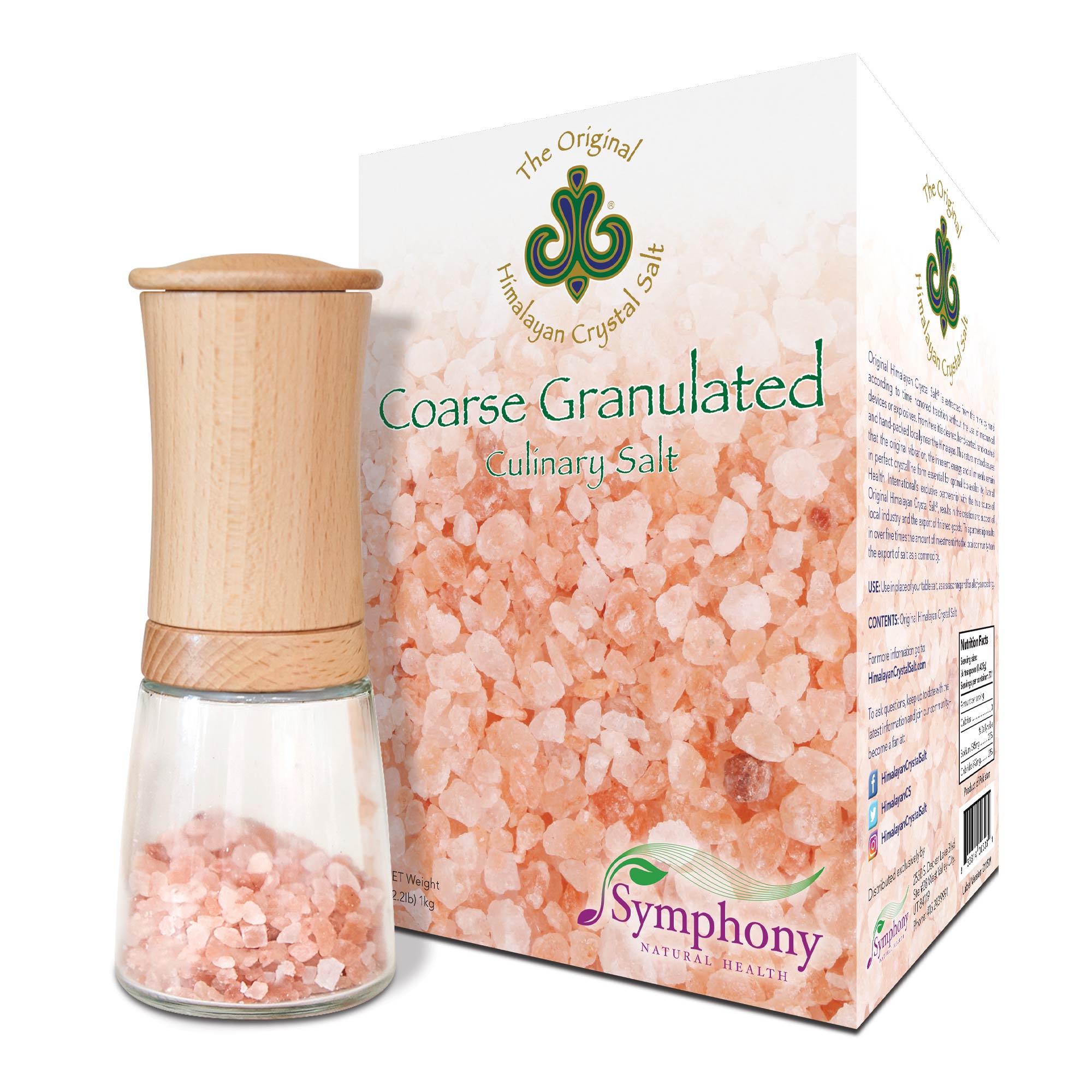 Coarse Granulated Culinary Salt + Beechwood Ceramic Salt Grinder