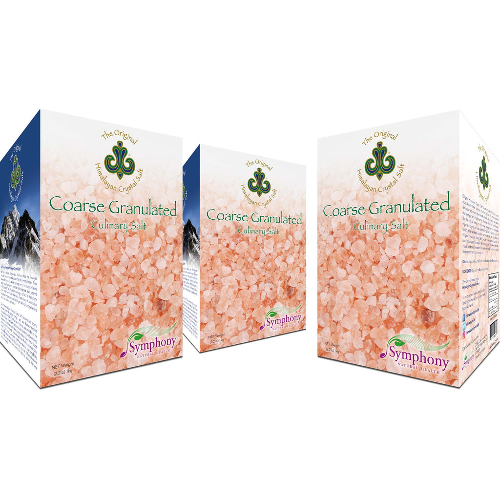 Coarse Salt Bundle (3 Pack) product box left- and right-facing with Himalayan Crystal Salt coarse salt and Himalayan Crystal Salt logo