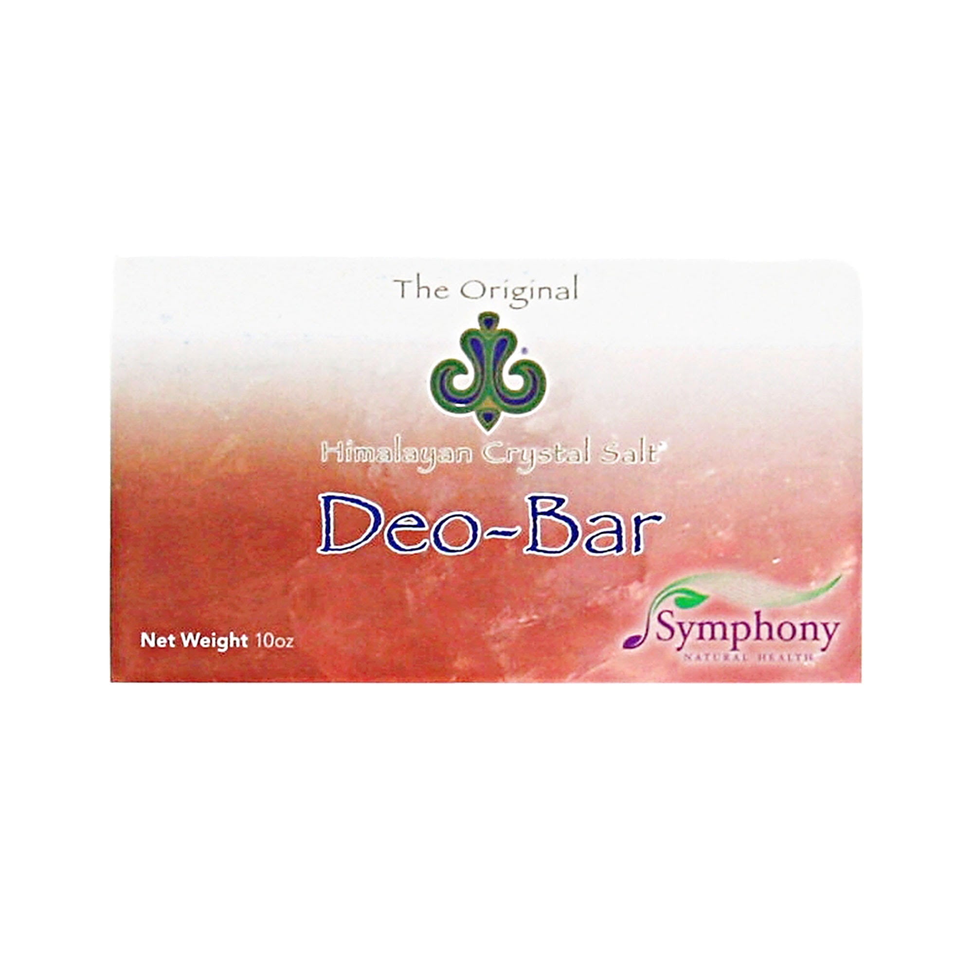 Deo-Bar front-facing product box with enlarged salt stones on front, and himalayan crystal salt logo