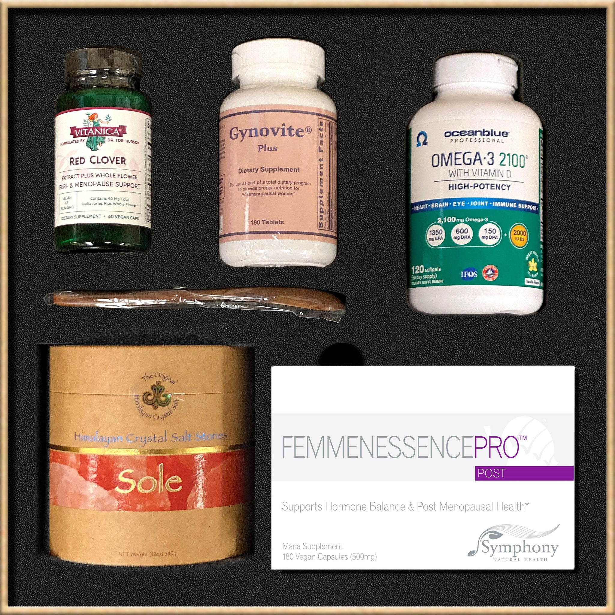 Midlife Refuel Box for Post Menopause open product box showing contents